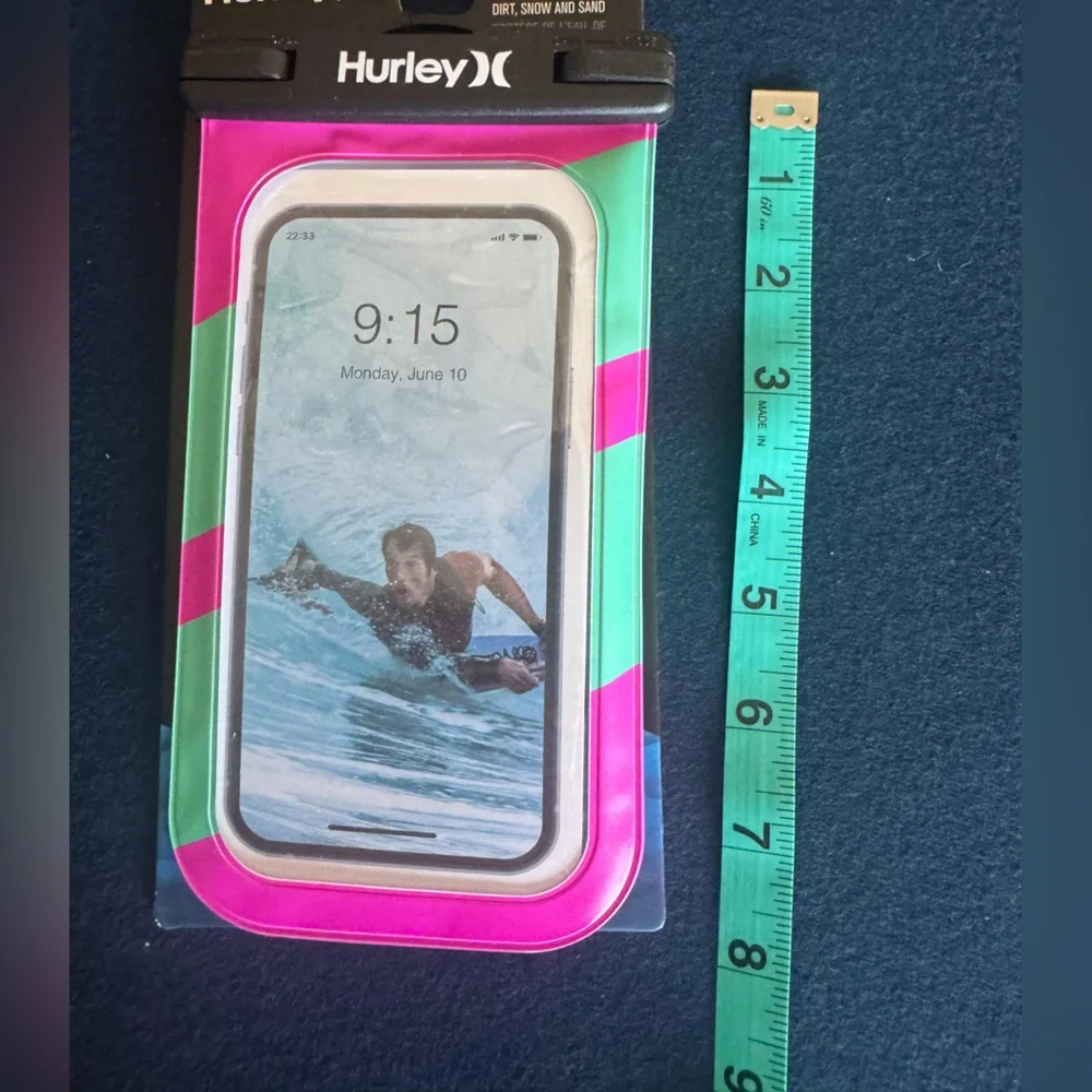 Hurley Pink and Green Vibrant Protective phoneCover💚🩷 w/ removable lanyard🩷💚
